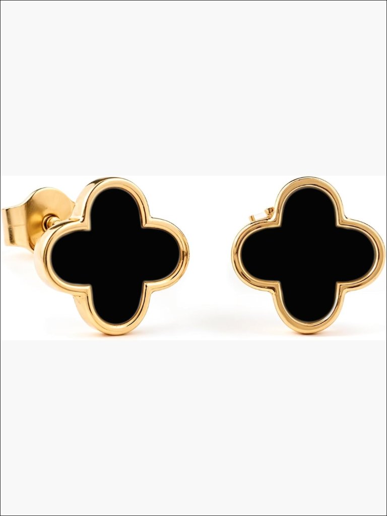 Stainless Steel Four Leaf Clover Stud Earrings Hypoallergenic